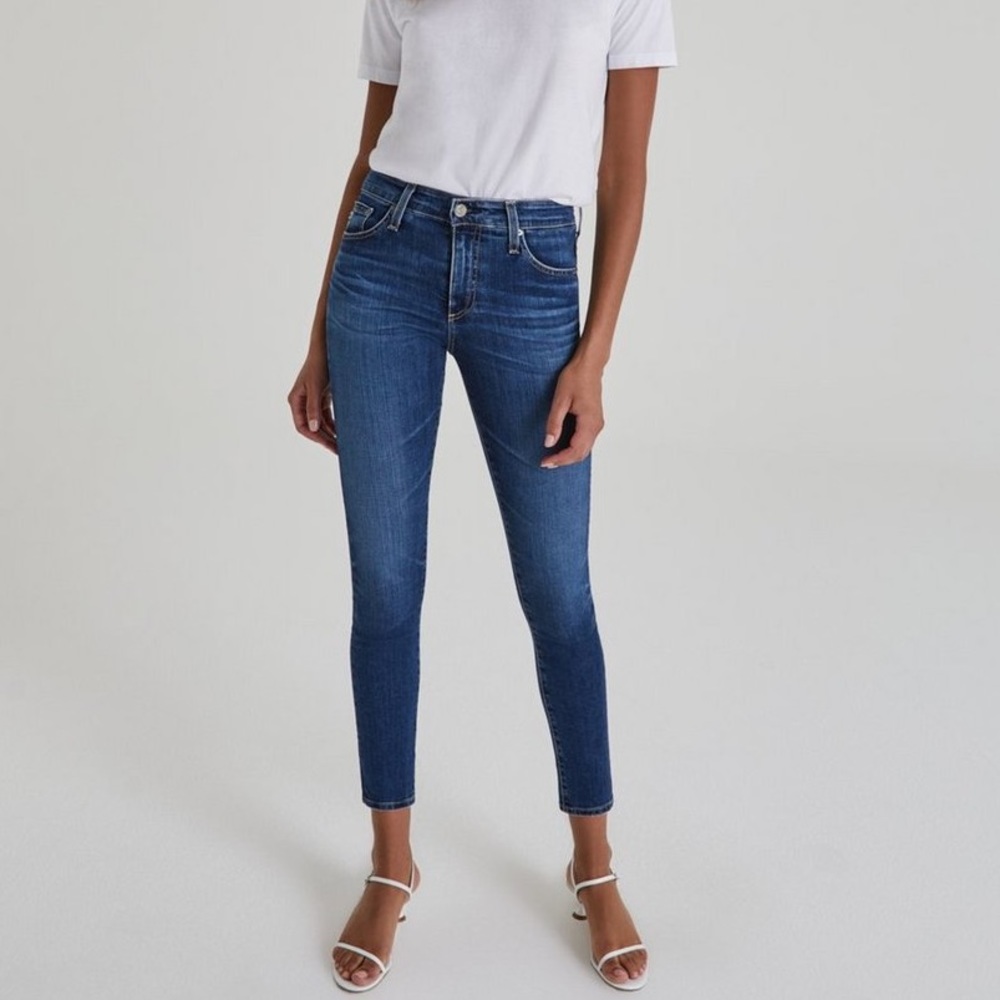 AG ADRIANO GOLDSCHMIED The Farrah Skinny Ankle High Rise Blue Jeans
